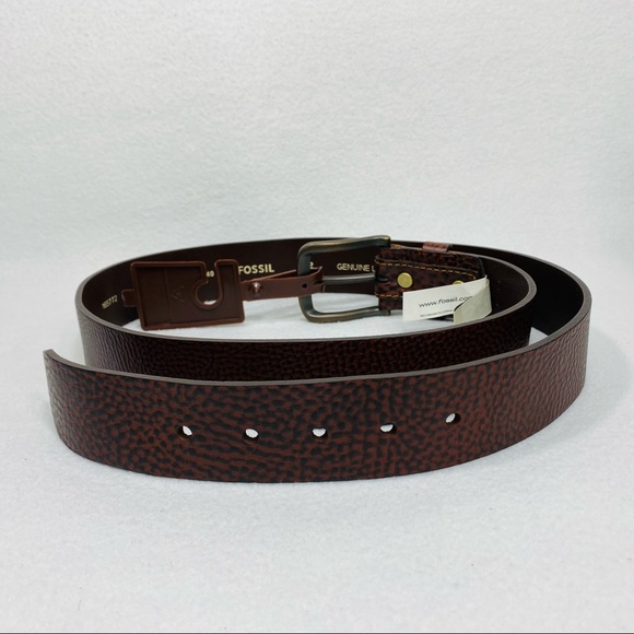 Fossil Pike Two Tone Brown Pebbled Leather Belt - Size 40 - NWT - Picture 7 of 10